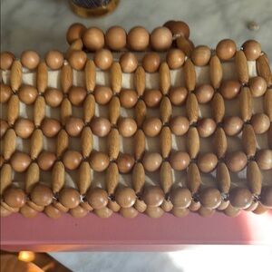 Cult Gaia Natural Wooden Bead Bag   The Cora  9.5   By  5.5